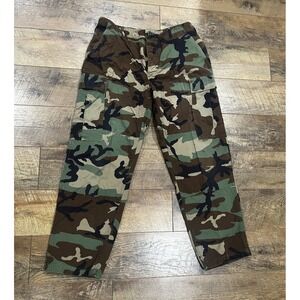 Vintage 90s US Army Woodland Camo BDU Cargo Pants Ripstop Military Medium 33x29